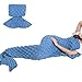 Awkli Warm Mermaid Tail Blanket Crochet Super Soft Comfortable Suitable for All Seasons Sleeping,Reading,Watching, Working,Sofa Blankets Gift for Mother Day, Halloween, Thanks Giving Day (Blue)