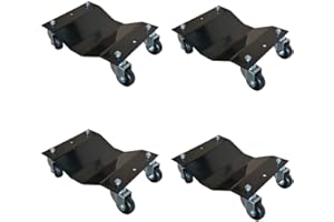 MTB SUPPLY 4 Pack Black 12x16 Inch Heavy Duty Wheel Dolly Car Tire Stakes Set 6800lbs Total Capacity for Tow or Vehicle Storage Furniture Movers
