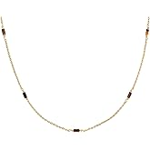 MYEARS Women Bead Choker Station Necklace Gold Gemstone 14K Simple Dainty Handmade Chain Everyday Boho Beach Jewelry