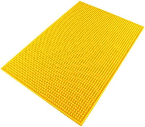 KTV Bar Pad PVC Long Dish Dying Mat Milk Tea,Water Insulation,Rectangular Drain Cup Drainer Mat Yellow 11.7" x 17.5"