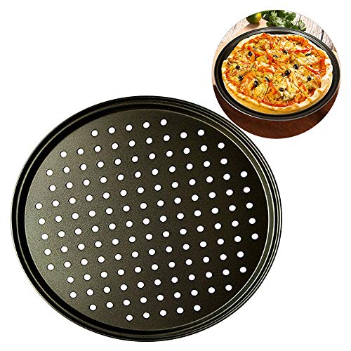 LANGM Non-Stick Pizza Bakplaat, 12 inch Pizza Crisper Lade, Ronde met Gaten Carbon Steel Pizza Pan voor Thuis Keuken… - Afbeelding 4