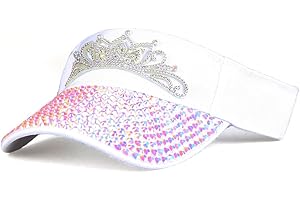 GUDESSLY Sparkle Glitter Summer Rhinestone UPF 50+ Bling Ladies Sun Visor for Women Outdoor Sports Fashion Golf Hat