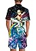 Mens Male Galaxy Nebula Space 3D Colouful Whale Shark Captain Cat Novelty Shorts Cargo Pants Jumpsuits Rompers Overalls XL,Captain Cat
