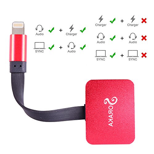 SORAKA 2 in 1 Lightning Adapter and Splitter for iPhone 7/iPhone 7 Plus/ iPhone 8/ iPhone 8 plus/iPhone X, (Support iOS 11) Dual Audio & Charge & Call Function (Black)