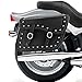 Nomad USA Universal Slanted Black Synthetic Leather Throw Over Motorcycle Saddlebags with Quick Release Buckles (Braided & Studded))