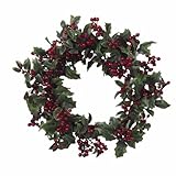 Nearly Natural 4921 Holly Berry Wreath, 24-Inch, Red/Green