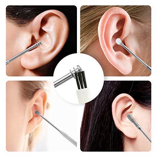 8 Pcs Ear Pick,MUIIGOOD Earwax Removal Kit Ear Cleansing Tool,Ear Curette with Storage Box and Cleaning Brush