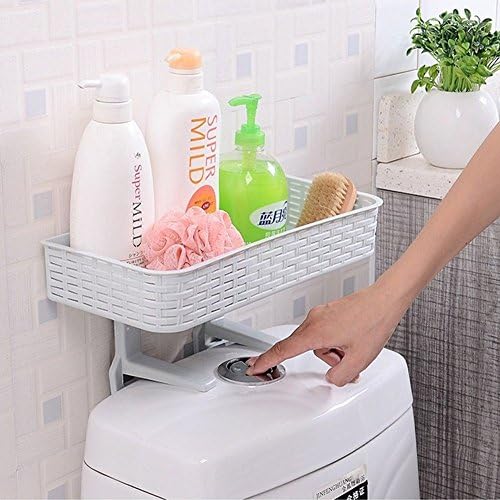 ALPHELIGANCE Bathroom Suction Toilet Organizer Caddy Shelf for Magazines/Toilet Paper/Shampoo/Conditioners (Blue)