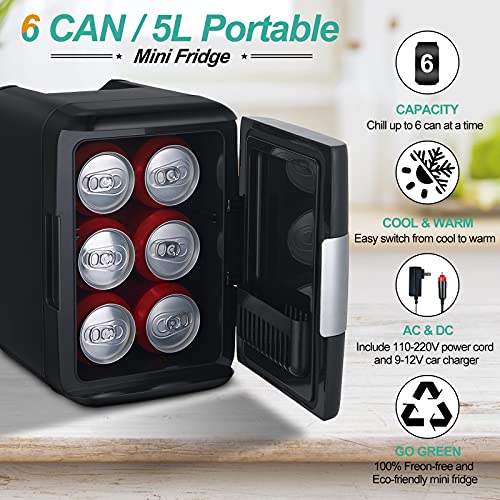 Mini Fridge, 5 Liter Can 110220V AC 912V DC Portable Small Cooler and