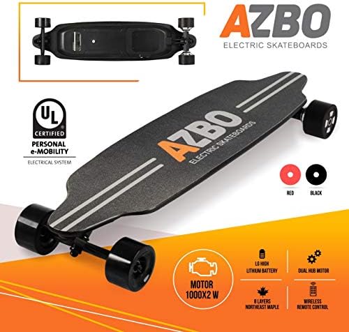 Electric Skateboard Longboard with Remote Control by AZBO | 2000W Dual Motor UL2272 Certified High Speed 25 MPH Motorized Wireless H6 Board | 19 Miles Range