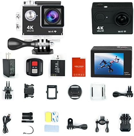 Yuntab Action Sports Camera Mini 30-Meter Waterproof Ultra HD 4K Sport DV H9 Helmet Camera Cam DV Action Camcorder 2.4G Wireless RF Remote Control with Wi-Fi Remote Control