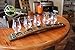 Barrel-Art Barrel Stave Premium 5 Glass Whiskey Flight Serving Tray with Glencairn Glasses, Dark Walnut