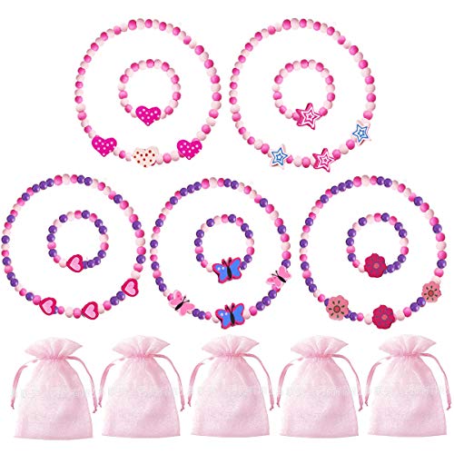 IDOXE Princess Princess Dress Up Necklace Bracelet Elena Pink Jewelry Value Set Toy Playset Party Favor Pretend Play Birthday