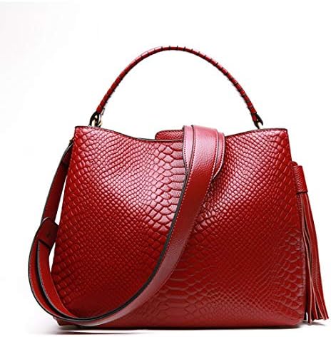 Fukuakon トートバッグ ハンドルサッチェル ショルダーバッグ 本革 ファッション 倉 色 Red 通勤バッグ Wine