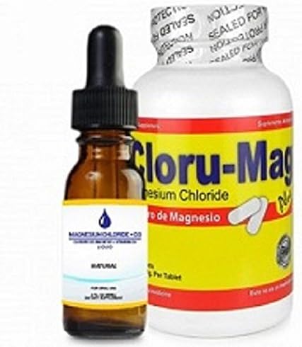 Magnesium Chloride Bundle of 2: Cloru-Mag Plus tablets and Lquid form (Cloruro de Magnesio, paquete de 2 productos) by Nutriways