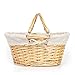 Wicker Basket Gift Baskets Empty Oval Willow Woven Picnic Basket Easter Candy Basket Storage Basket Wine Basket with Handle Egg Gathering Wedding Basket (Natural)