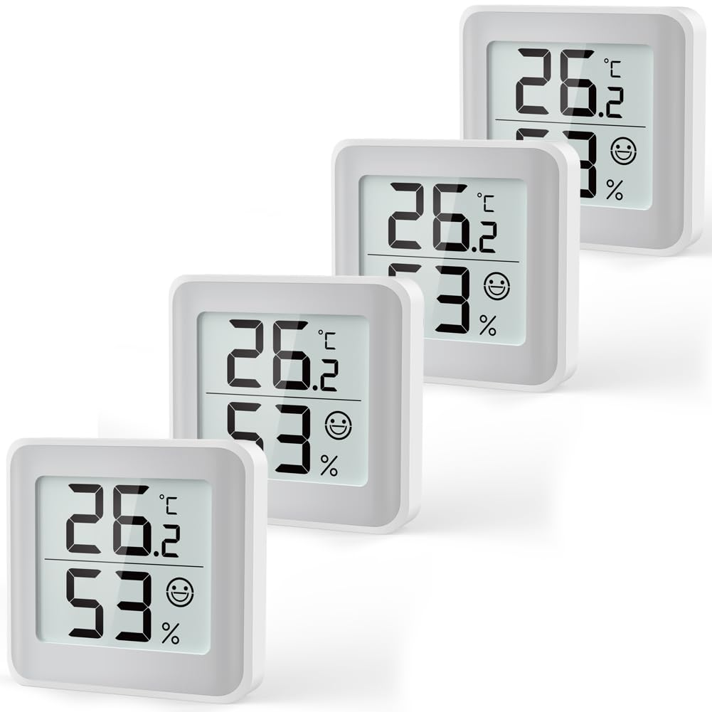 MeesMeek Indoor Thermometer Humidity Meter-Hygrometer Monitor with LCD Large Digital Display Comfort Indicator ℃/℉ Switch Temp & Humidity Sensor for Baby Room,Greenhouse,Office,Living Room(4)