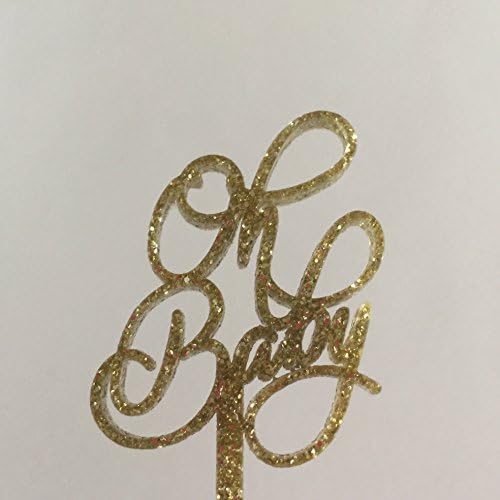 Oh Baby Gold Glitter Script Drink Stirrers - Baby Shower - Set of 6 Laser Cut Acrylic Stir Sticks