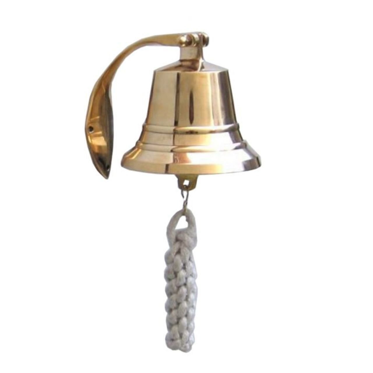 Hampton Nautical 3xglass-101 Brass Plated Hanging Harbor Bell 4" Nautical Home Decoration, 4 inch