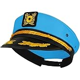 dodowin Captain Sailor Hat for Men Women Adults, Neon Yacht Party Costume | Nautical colorful navy cap, adjustable fit, ideal for yacht rock party attire, halloween, hawaii, boat events and cruises