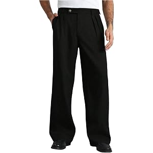 GORGLITTER Men's Pleated Wide Leg Dress Pants Baggy Work Office Trousers Pants Vintage Relaxed Fit Slacks