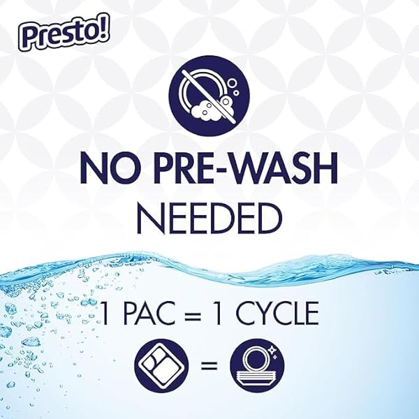 AMAZON BRAND – PRESTO! TRIPLE ACTION DISHWASHER PACS, ANTI-SPOTTING, FRESH SCENT, NO PHOSPHATES OR CHLORINE, 70 COUNT
