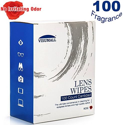 Pre-moistened Lens and Glass Cleaning Wipes - Portable Travel Cleaner for Glasses,Camera,Cell Phone,Smartphone,and Tablet - Light Fragrance Nonirritating 100 Rose