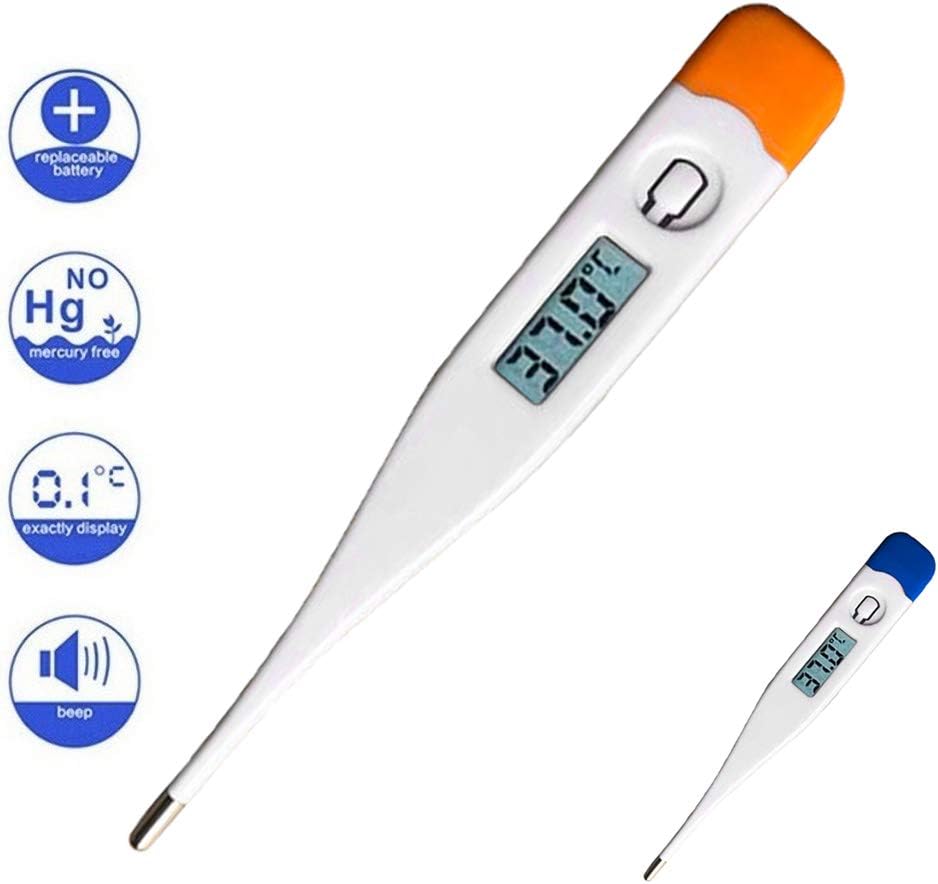 Luweki Digital Medical Thermometer for Adults, Baby Oral and Rectal Armpit Thermometer, Thermometer for Fever, Large Face LCD Fast and Accurate Read with Fever Indicator (Yellow)