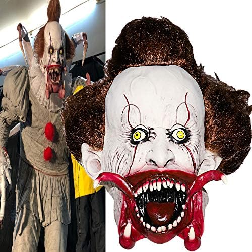 Monstleo Scary Evil Clown Mask,Halloween Costume Party Mask for Masquerade/Birthday Parties,Carnival Decorations