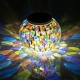 Color Changing Solar Powered Glass Ball Garden Lights, Aukora Solar Table Lights Waterproof Solar Led Night Light for Patio Garden Halloween Christmas Outdoor Decoration, Ideal Gift(Mosaic Glass)
