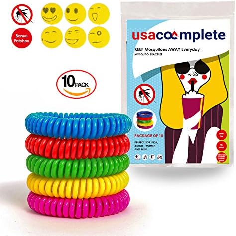 Natural Mosquito Repellent Bracelets - 10 Pack Plus 6 Patches