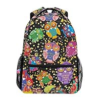 COVOSA Seamless Pattern Bright Colorful Cute Owls Lightweight School backpack Students College Bag Travel Hiking Camping Bags