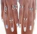 Sunscsc Vintage Silver Arrow Moon Turquoise Joint Knuckle Nail Midi Ring Set of 6 Rings