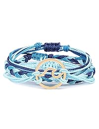 Abitoncc Hawaii Wave Wax Rope Bracelet Braided Waterproof Bracelet Men Women Adjustable Wristband Friendship Birthday Gift