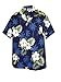 Pacific Legend Boys White Hibiscus Monstera Shirt NAVY BLUE L