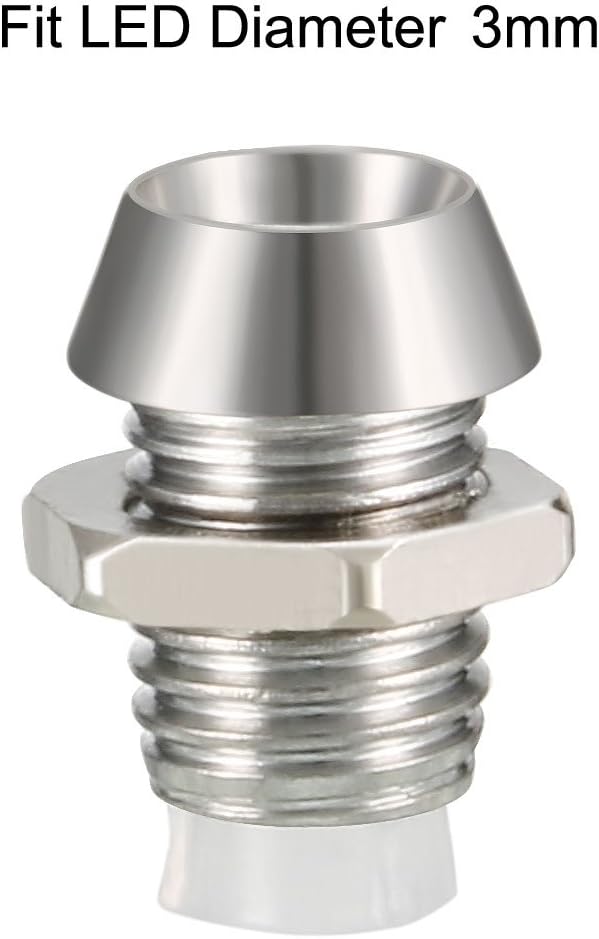 sourcing map 20pcs 3mm LED Lamp Holder Light Bulb Socket Plastic Chrome Plated for Light-emitting Diode Lighting - Image 4