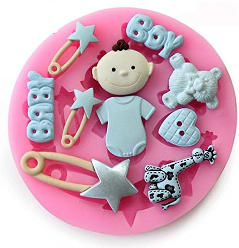 Baby Shower BABY BOY Silicone Mould Baking Cake Cupcake Topper Icing Decoration