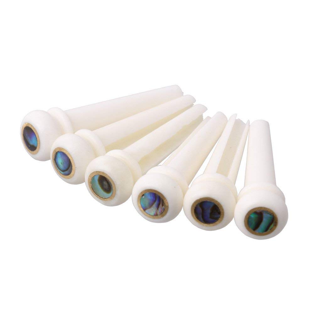 Acoustic Guitar String End Bone Nut Bridge Saddle Abalone Pins Replacements Set (Only 6pcs Pins)