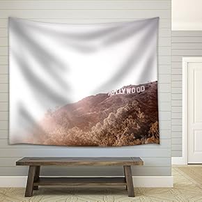 Holly Wood Sign on The Mountain,Los Angeles,USA - Fabric Wall Tapestry Home Decor - 51x60 inches
