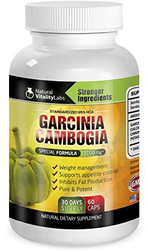 BIG 1,000mg Garcinia Cambogia Preferred 60% HCA with Chromium Amino Acid for Powerful Weight Loss, Appetite Suppression, Blocks Carbs, Burns Fat. 60 ct. 100% Guaranteed Effective Natural Diet Pills