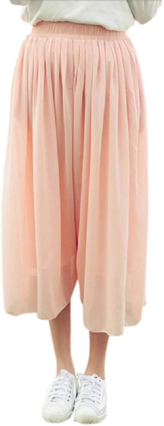 Amazon Formanism 選べる ６色 夏 ボトム シフォン ガウチョ ワイドパンツ シースルー レディース ピンク カプリ クロップトパンツ 通販