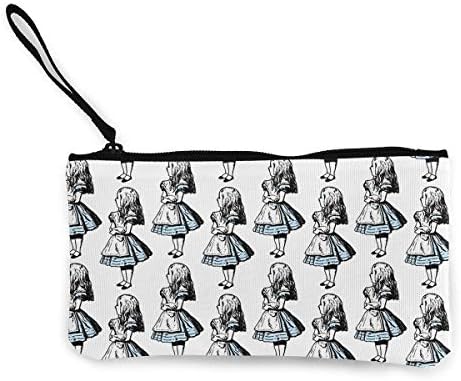 Coin Purse Small Alice In Wonderland Cute Travel Makeup Pencil Pen Case With Handle Cash Canvas Zipper Pouch 4.7"X8.7"