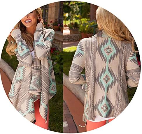 Yuehen Autumn Winter Fashion Clothes Long Sleeve Womens Tops Blouses Print Knitted Jacket Cardigan