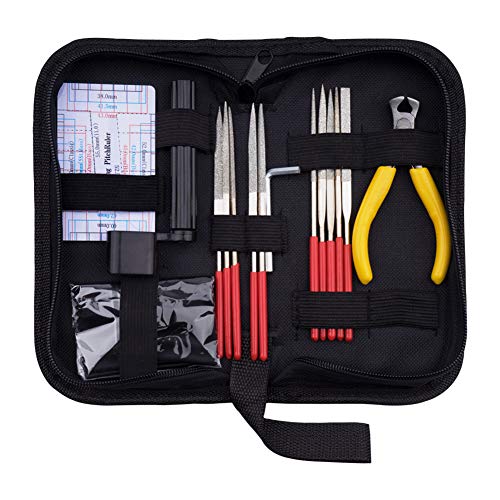 URlighting Guitar Repair Kit - Guitar Maintenance Fix Care Tools Set Includes Frets Nut File & String Winder & String Cutter & Hex Wrench & String Action Ruler for Guitar Ukulele Bass