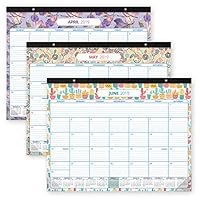 Desk Calendar 2019-2020: Large Monthly Pages - 17"x13" - Runs from August 2019 to December 2020 - Desk/Wall Academic Year Calendar - Thick Paper, Spacious, Colorful Floral Themed Desk/Hanging Calendar