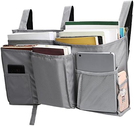 Corodo Bedside Storage Bed Pocket,Hanging Organizer Caddy with 8 Pockets,Anti-Slip for Sorting Magazine, Tablet, Phone, Earphone, Remote, Glasses, Pen - Grey