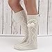 haoricu Leg Warmers, Women Knitted Long Boot Socks Over Knee Thigh High Stocking (White)