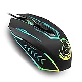 Gaming Mouse Up to 4800 DPI, Wired Ergonomic Game Computer Mice with 6 Buttons 7 Changeable LED Color Programmable MMO RPG for PC Laptop Gaming Players