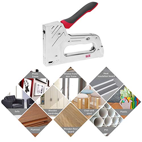 Manual Staple Nail Gun Kit, KeLDE Heavy Duty Hand Tacker for T50 Staples and Brad Nails, Includes 1200pcs Staples with 5/16, 3/8, 1/2, 9/16 Inch Length and 300 pieces 5/8-in 18Ga Nails