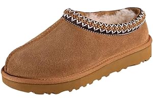 WTOKY Women's Slipper Slip On For Women Suede Leather Indoor/Outdoor Comfy Fur Fleece Lined Short Mini Boot Tasman Slippers